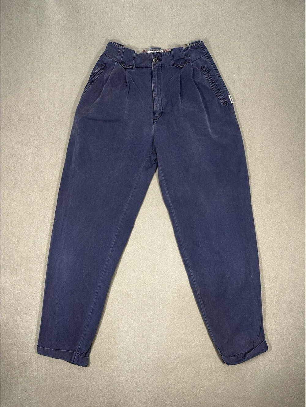 Paris Sport Club Pants Mens 34x30 Blue Pleated High Rise Tapered Cotton